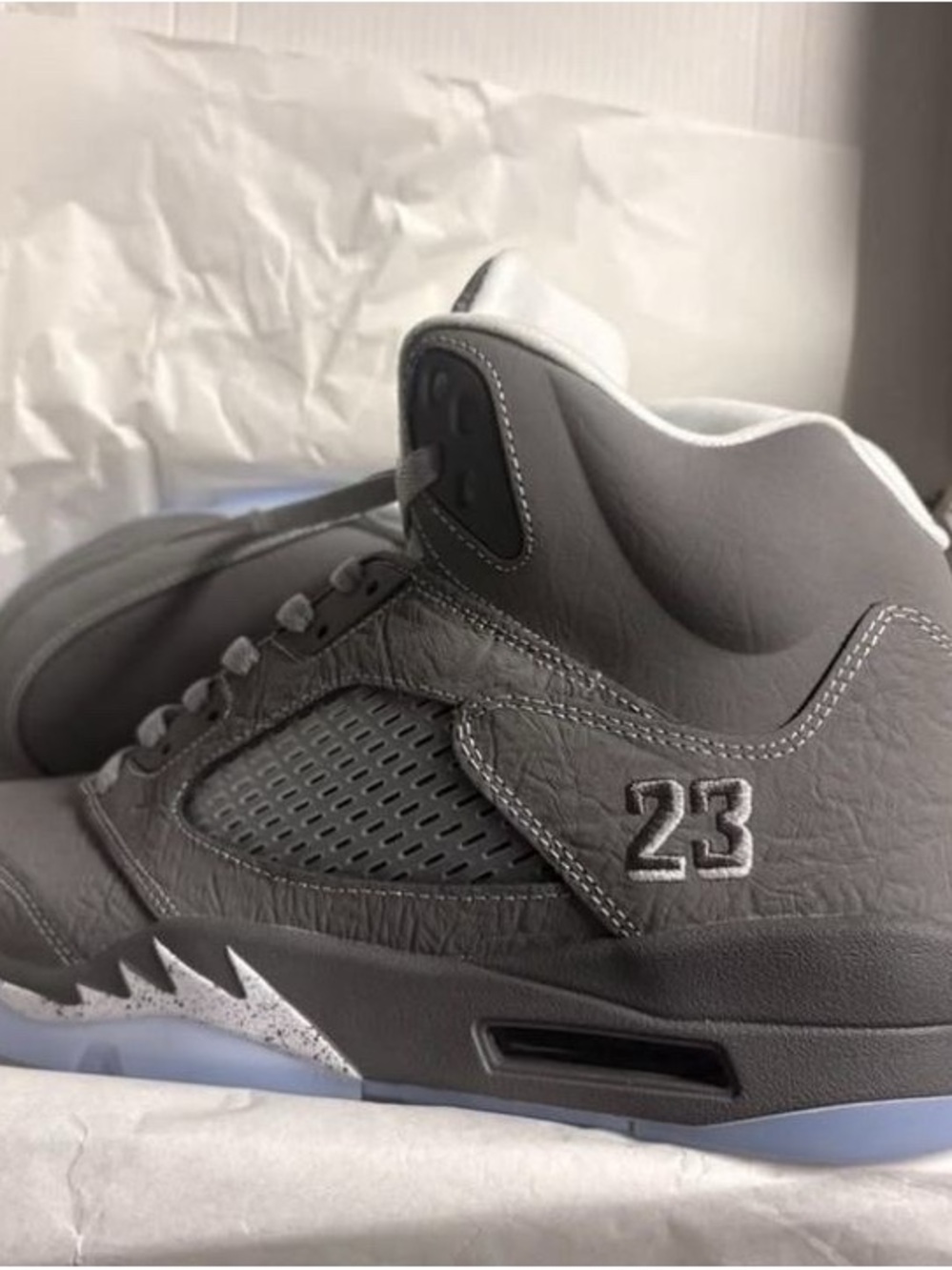 Men's Gray High-Top Basketball Sneakers with '23' Detail